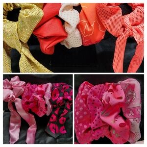 Set of 5 Orange or 6 Pink Hair Scrunchies